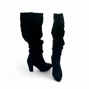 White Mountain Womens size‎ 6 Black over the knee boots suede velvety material